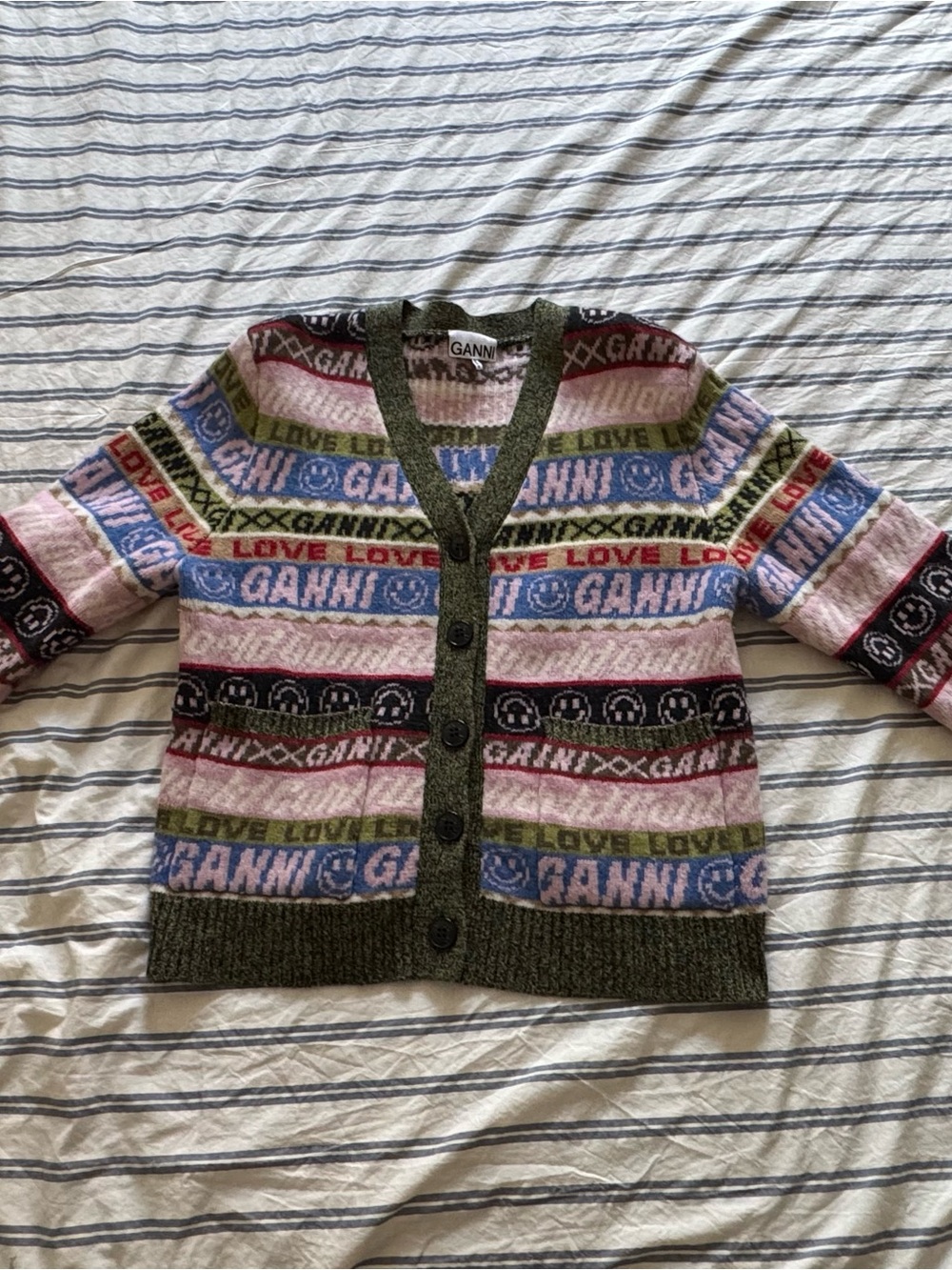 Ganni smiley logo cardigan